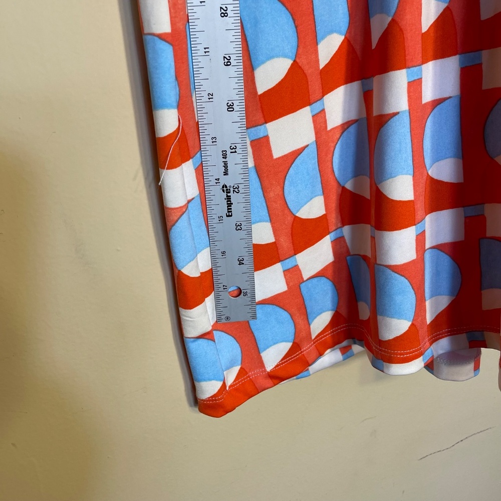J. McLaughlin Red and Light Blue Geometric Shift Dress - Picture 8 of 10